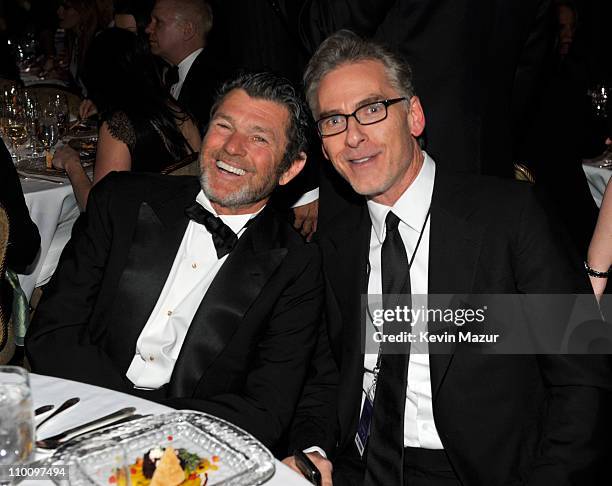Founder of the Rock and Roll Hall of Fame Foundation Jann Wenner and Joel Gallen attends a dinner for the 26th annual Rock and Roll Hall of Fame...