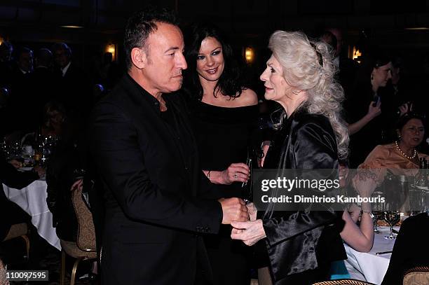 Singer-songwriter Bruce Springsteen, actress Catherine Zeta-Jones, singer Judy Collins attends a dinner for the 26th annual Rock and Roll Hall of...
