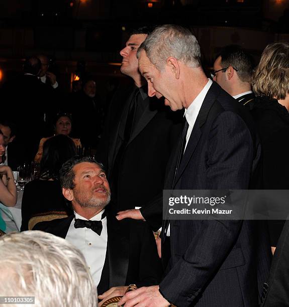 Founder of Rock and Roll Hall of Fame Foundation Jann Wenner and John McEnroe attends a dinner for the 26th annual Rock and Roll Hall of Fame...