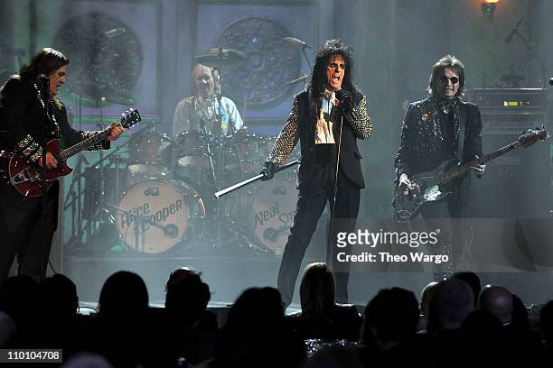 Alice Cooper performs onstage at the 26th annual Rock and Roll Hall of Fame Induction Ceremony at The Waldorf=Astoria on March 14, 2011 in New York...