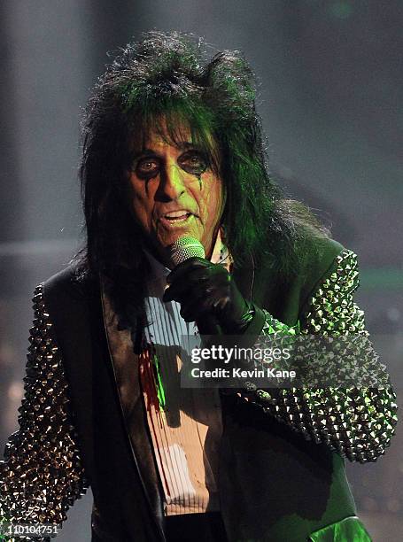 Alice Cooper performs onstage at the 26th annual Rock and Roll Hall of Fame Induction Ceremony at The Waldorf=Astoria on March 14, 2011 in New York...