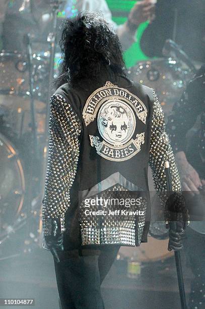 Inductee Alice Cooper performs onstage at the 26th annual Rock and Roll Hall of Fame Induction Ceremony at The Waldorf=Astoria on March 14, 2011 in...