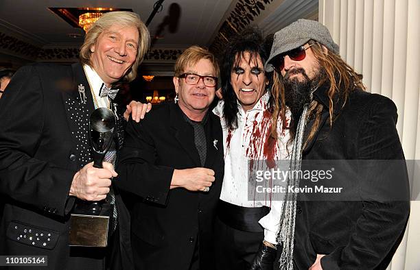 Elton John, Alice Cooper and Rob Zombie attend the 26th annual Rock and Roll Hall of Fame Induction Ceremony at The Waldorf=Astoria on March 14, 2011...