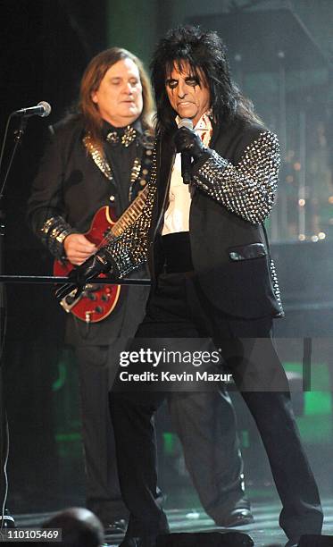 Inductee Alice Cooper performs onstage at the 26th annual Rock and Roll Hall of Fame Induction Ceremony at The Waldorf=Astoria on March 14, 2011 in...