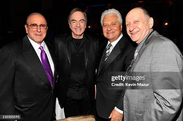 Clive Davis and Neil Diamond attends a dinner for the 26th annual Rock and Roll Hall of Fame Induction Ceremony at The Waldorf=Astoria on March 14,...