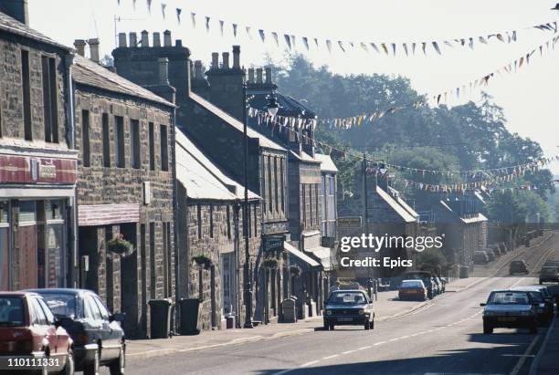 General view of the high street in the small town of Kingussie, Highlands, Scotland, August 1997.