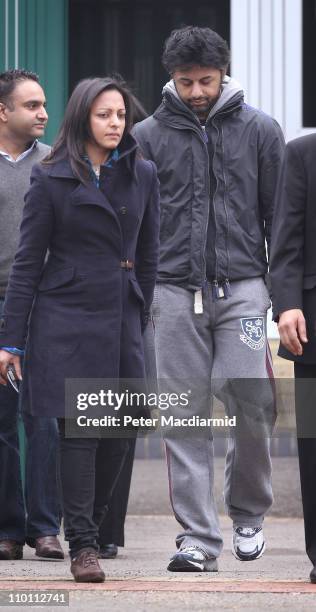 Shrien Dewani leaves Belmarsh Magistrates Court with family members on March 15, 2011 in London, England. Mr Dewani has been granted a bail extension...