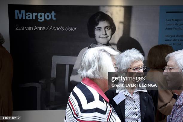 Jetteke Frijsda, a close friend of Margot Frank talks during the opening of an exhibition dedicated to Margot Frank, the sister of the world-famous...