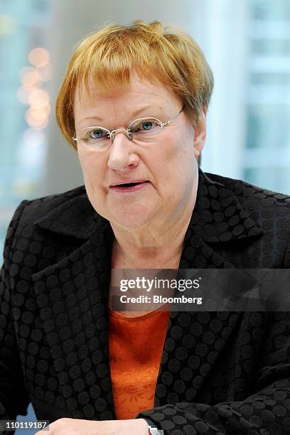 Tarja Halonen, Finland's president, speaks during an interview in New York, U.S., on Tuesday, March 15, 2011. Governments should look at nuclear...