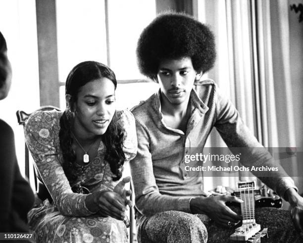 Olympia Sylvers and James Sylvers of the R and B group The Sylvers relax at home on June 29, 1972 in Los Angeles, California.