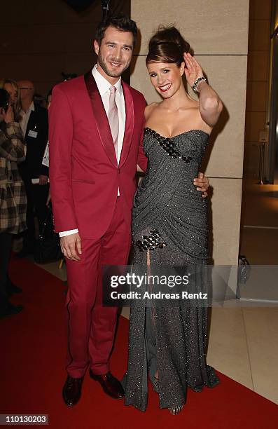 Jochen Schropp and Mareile Hoeppner attend the 'Deutscher Hoerfilmpreis 2011' at the Atrium Deutsche Bank on March 15, 2011 in Berlin, Germany.