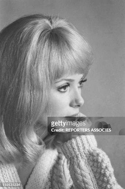 Catherine Deneuve in the set of "Les Demoiselles de Rochefort" in 1966.