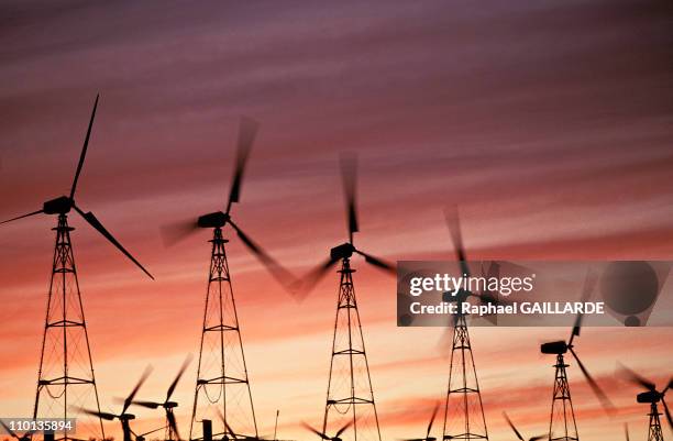 The altenative energies in California, United States in October, 1996 - Wind farms of Altamont.