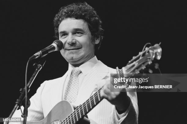 Pierre Perret at Bobino "25 ans de chanson" in Paris, France on February 29, 1984.