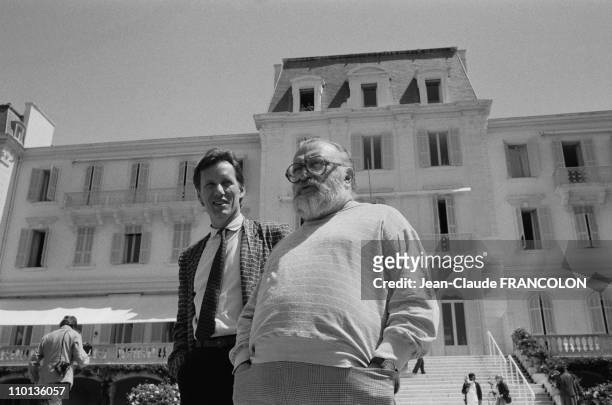 Sergio Leone and James Woods present the movie "Once upon a time in America" at Cannes Film Festival in France on May 19, 1984.