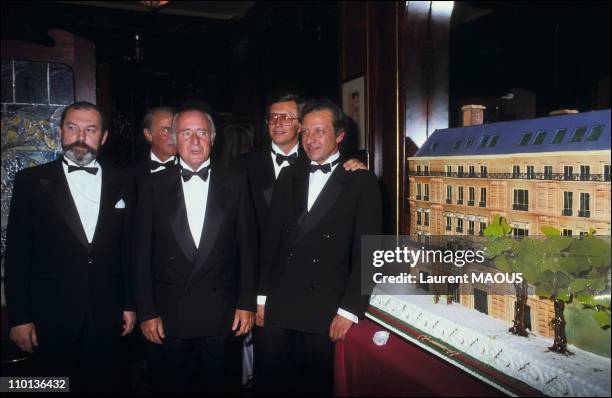 Roberto,Maurizio and Georgio Gucci at a new store of Gucci in Paris,France on September 22th,1983.