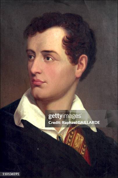 Portrait of Lord Byron, who spent some time in the monastery of Saint Lazarus at 1700th anniversary of the Armenian Church in Venice, Italy in April,...
