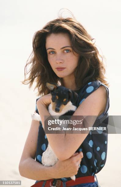 Portrait of Emmanuelle Beart in 'Georges Brassens International day' in Sete,France on June 24th,1984.