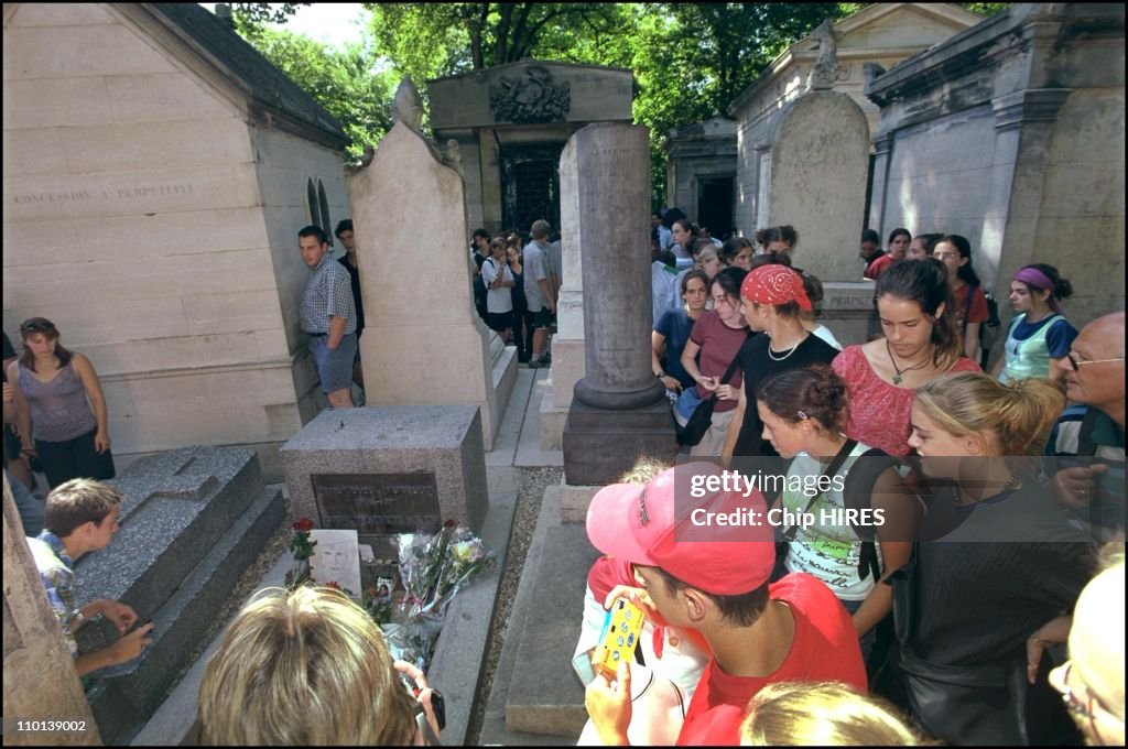 Jim Morrison's grave in the Pere Lachaise cemetary in Paris, France. 3rd of July, 2001 is the 30th anniversary of his death in Paris, France.