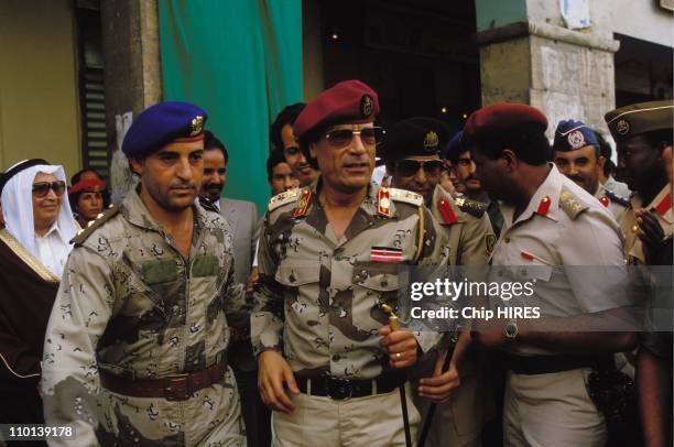 Muammar al Qadhafi in Tripoli, Libya on September 1, 1986.