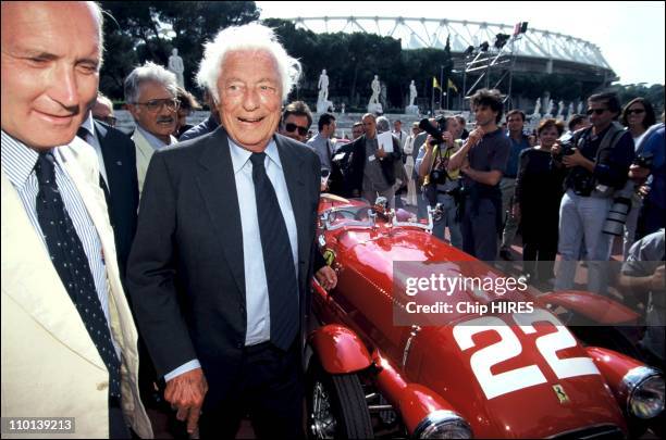 Gianni Agnelli at the fiftieth birthday of Ferrari in Rome, Italy on June 01, 1997.