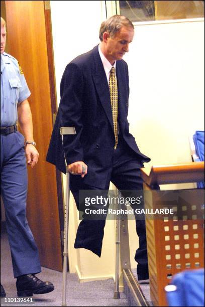 Bosnian Serb general Radislav Krstic, convicted of genocide for the 1995 massacre of thousands of Muslim men in Srebrenica, sits in court of the...