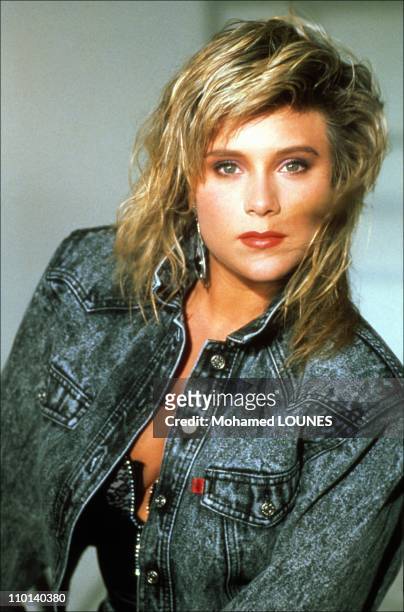 Portraits of Samantha Fox in France in August, 1987.