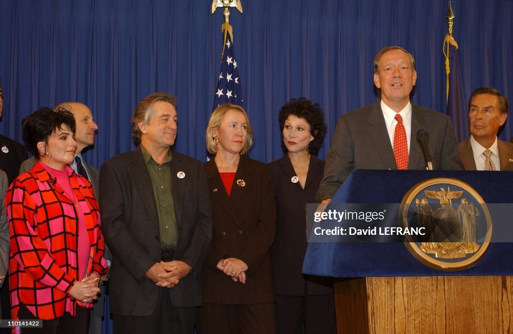 New York Governor Pataki announces campaign to boost entertainment industry in New York, United States on October 02, 2001.