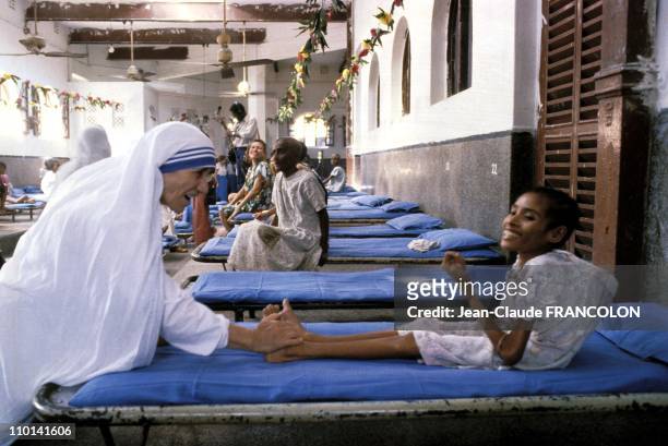 Mother Teresa and the poor in Calcutta, India in October, 1979.
