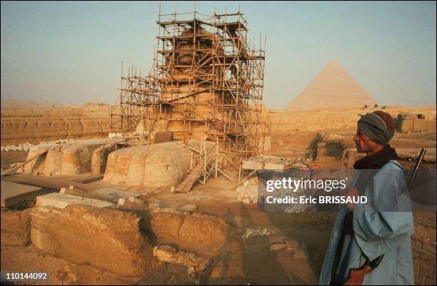 The Sphin's guard - Night and day surveillance in Cairo, Egypt on May 01, 1990.