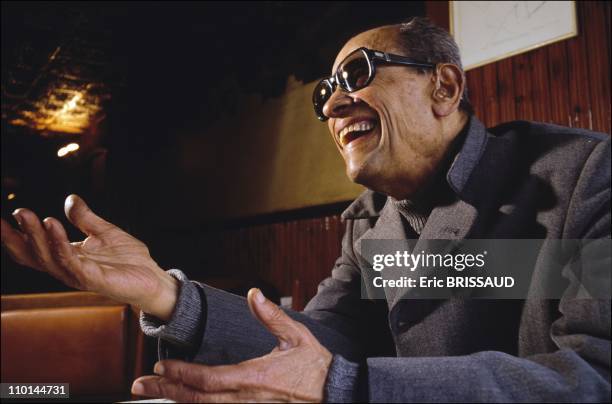 Naguib Mahfouz, Nobel prize winner, the most famous journalist from the newspaper "Al Ahram" in Cairo, Egypt in April, 1990