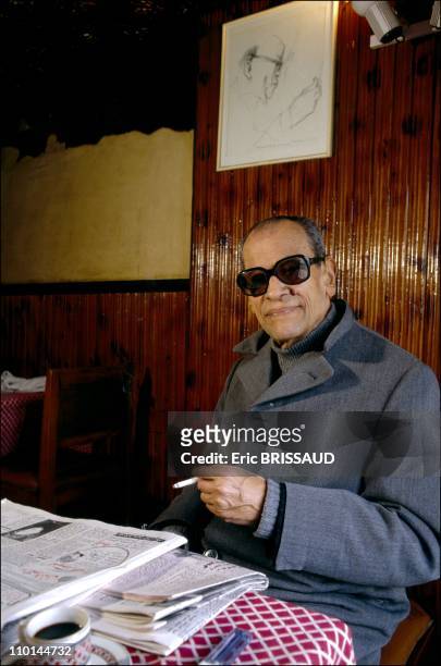 Naguib Mahfouz, Nobel prize winner, the most famous journalist from the newspaper "Al Ahram" in Cairo, Egypt in April, 1990