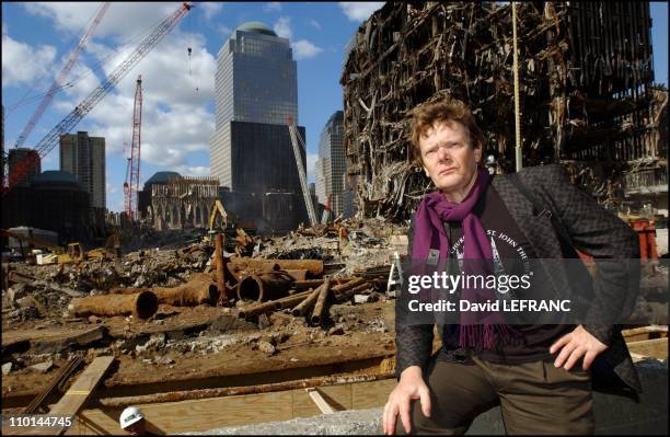 Philippe Petit, world famous high-wire artist, visits Ground Zero on October 17 the site where the Twin Towers once stood where he performed a high...