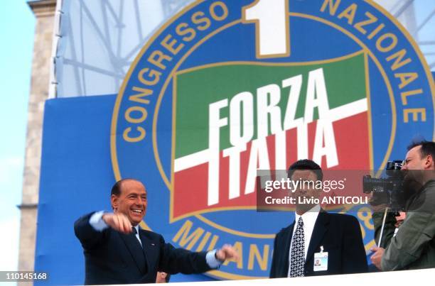 Congress of "Forza Italia": S - Berlusconi in Rome, Italy on April 18, 1998 - Silvio Berlusconi.