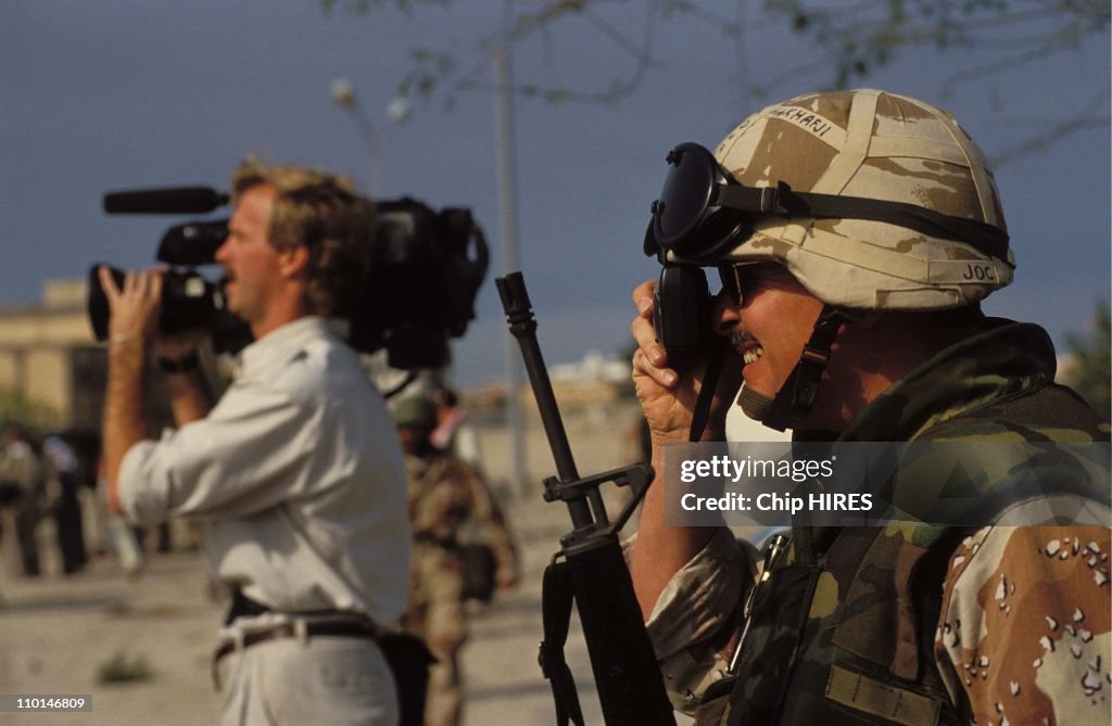 Gulf war: Journalists in Al Khafji, Saudi Arabia in February 07, 1991.