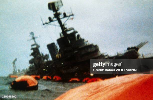 The Falklands War in Port Stanley, Falkland Islands in April, 1982 - Belgrano.