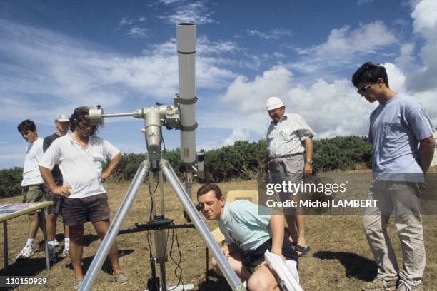 Amateur astronomers ready to see the eclipse in France on August 08, 1999.