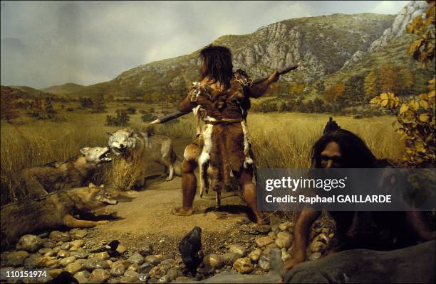 The Prehistory Museum in Tautavel, France on June 23, 1992 - Hunting scene at Tautavel man time