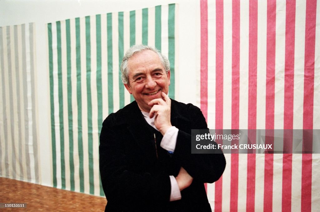 Daniel Buren presents his exhibition in Villeneuve d'Ascq, France on January 21, 2000. 