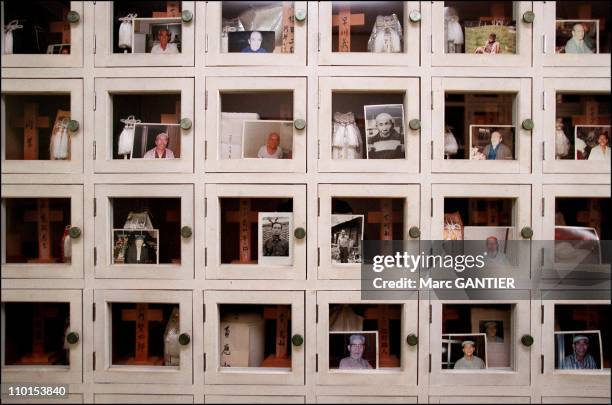 In the 'House of the native country', in Kamagasaki neighborhood, a columbarium was set up for deceased homeless people in Osaka, Japan on March,...