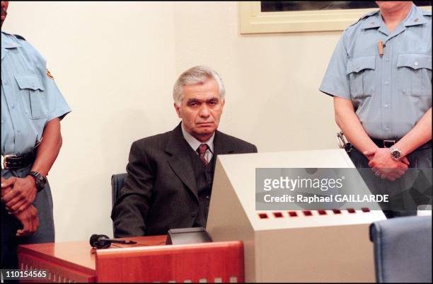 First hearing of Momcilo Krajisnik before the international criminal tribunal for the former Yugoslavia In The Hague, Netherlands on April 07, 2000.