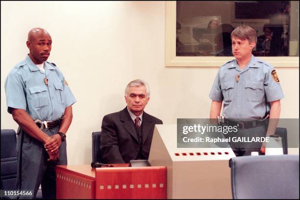 First hearing of Momcilo Krajisnik before the international criminal tribunal for the former Yugoslavia In The Hague, Netherlands on April 07, 2000.