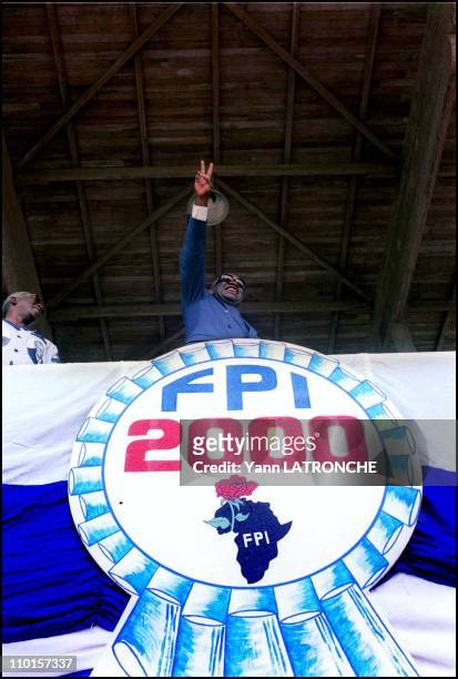 The FPI celebrates the tenth anniversary of freedom in Abidjan, Cote d'Ivoire on August 06, 2000 - Laurent Gbagbo, president of FPI.