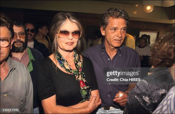 Brigitte Bardot with husband Bernard d'Ormale in Medoc, France on May 01, 1994.