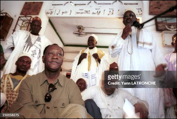 Dabou - Republican gathering President Alassane Ouattara on presidential tour in Dabou, Cote d'Ivoire on August 25, 2000 - At the mosque.