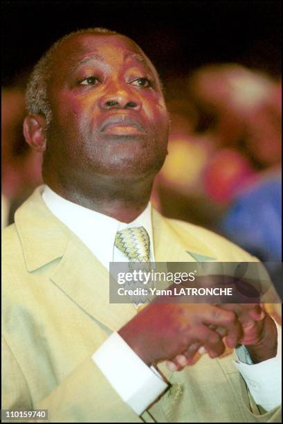 Laurent Fbagbo in country in Abidjan, Cote d'Ivoire on October 21, 2000.