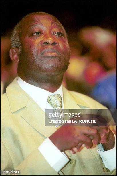 Laurent Fbagbo in country in Abidjan, Cote d'Ivoire on October 21, 2000.