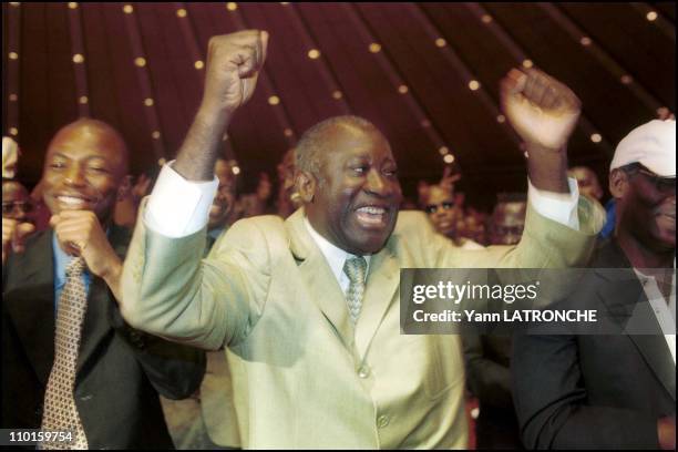 Laurent Fbagbo in country in Abidjan, Cote d'Ivoire on October 21, 2000.