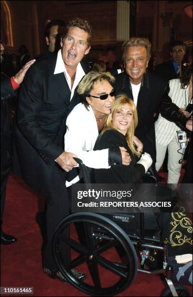 David Hasselhoff and wife Pamela with Siegfried and Roy during the Celine Dion new concert "A New Day; " at Caesars Palace in Las Vegas, United...