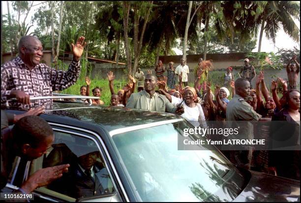 Laurent Gbagbo, President of Cote D'Ivoire in Côte d'Ivoire on November 30, 2001 - Ivory Coast's President Laurent Gbagbo visits his people -